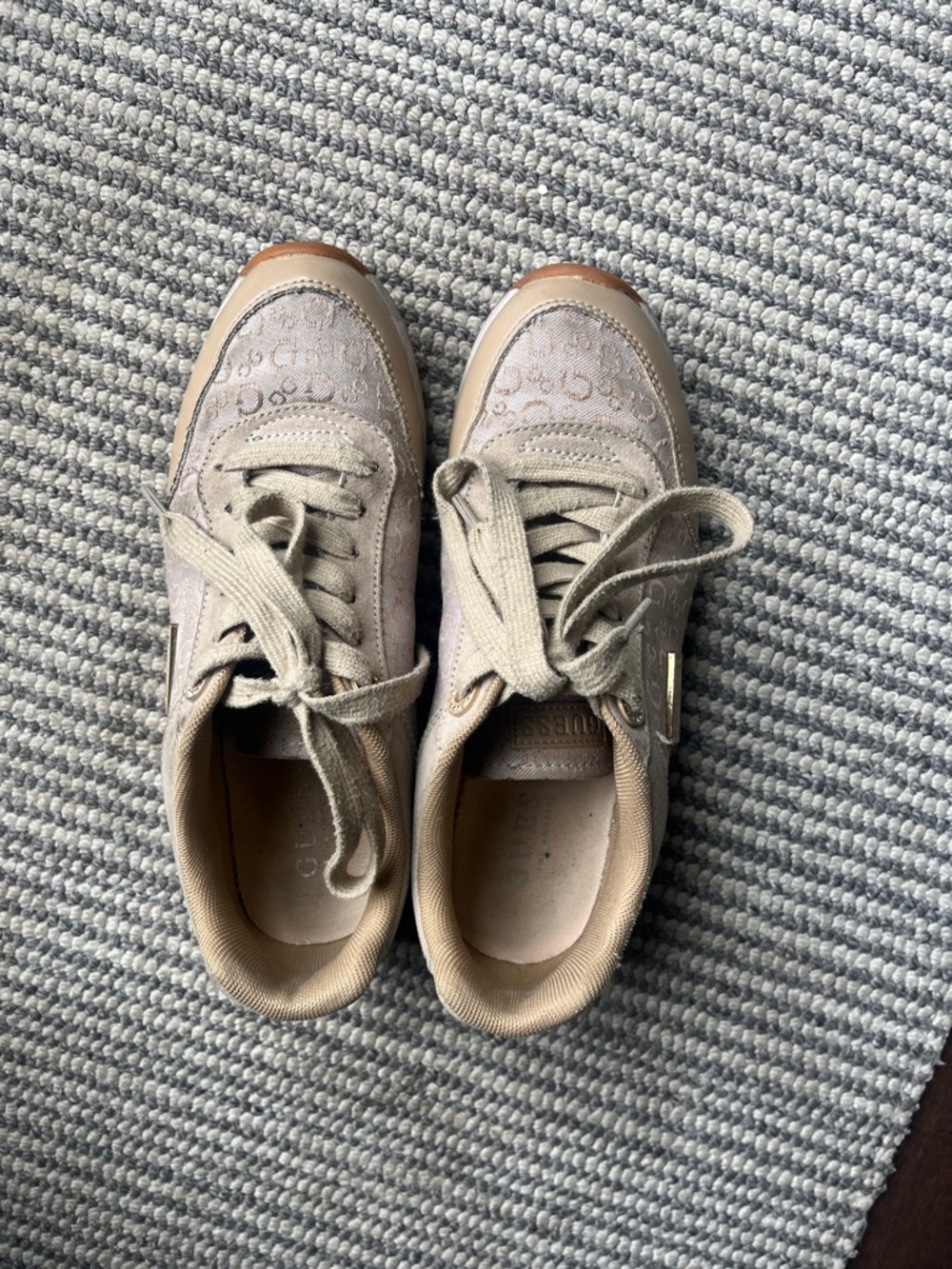 Guess Beige Taupe Signature Logo Sneakers in